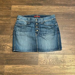 7 for all mankind denim jean mini skirt